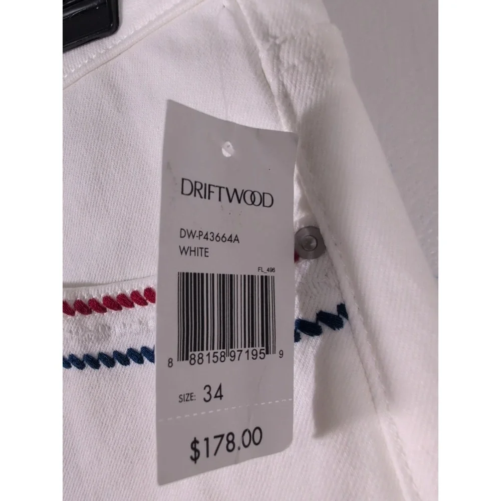 Driftwood White Jeans Womens 34 Crop Embroidered Floral High Rise Stretch Denim - Picture 11 of 12